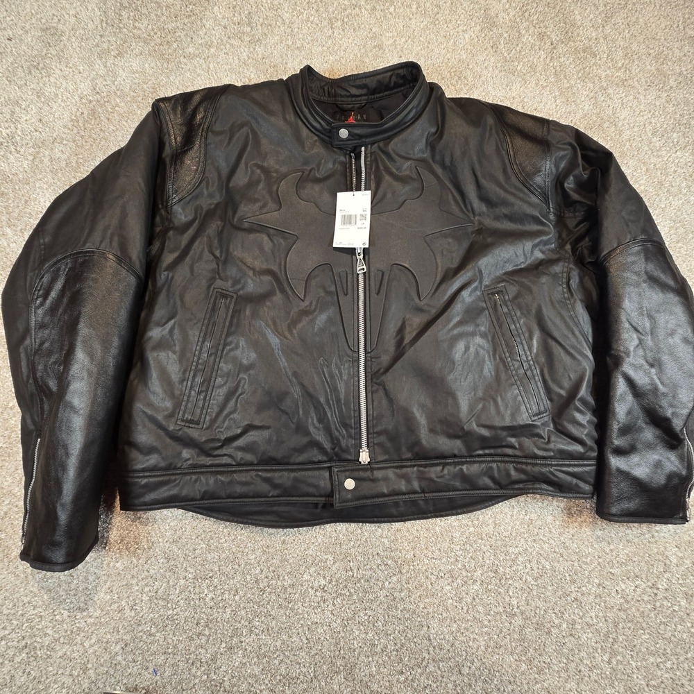 Jordan Travis Scott Cactus Jack Canvas Leather Jacket Black DZ5474-010 XXL New